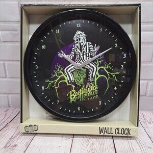 Warner Brothers Beetlejuice 2024 Wall Clock Black Green Graphics Battery Powered
